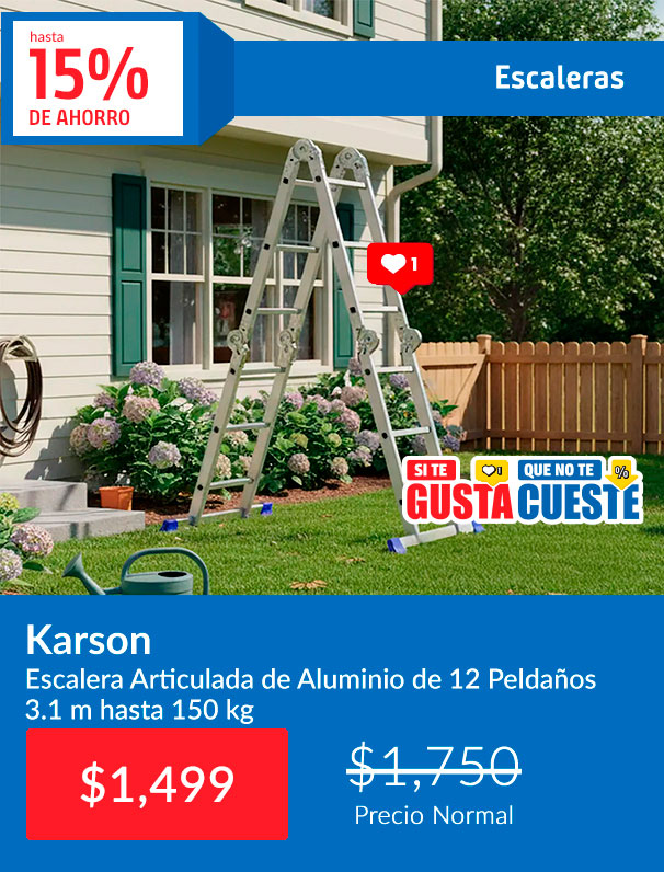Escaleras	Hasta 15%