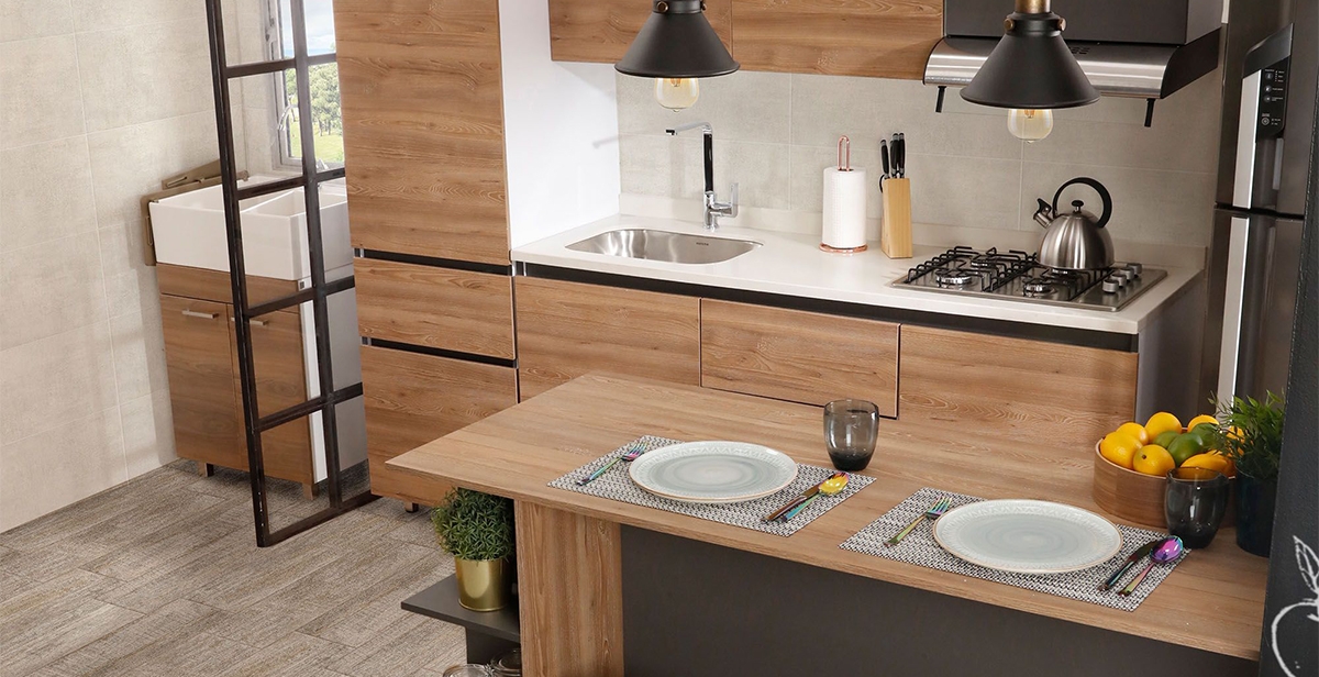 Microondas integrado  Muebles de cocina modernos, Pisos de cocina, Diseño  muebles de cocina