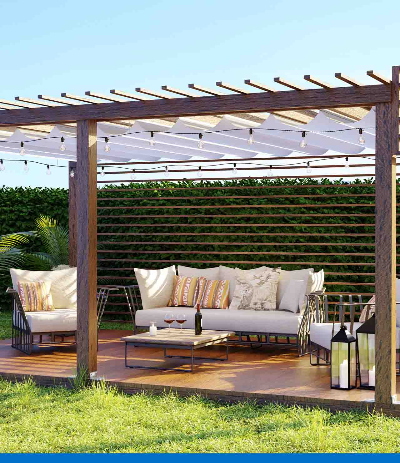 Pérgolas exteriores de madera para jardín, terraza o parcela
