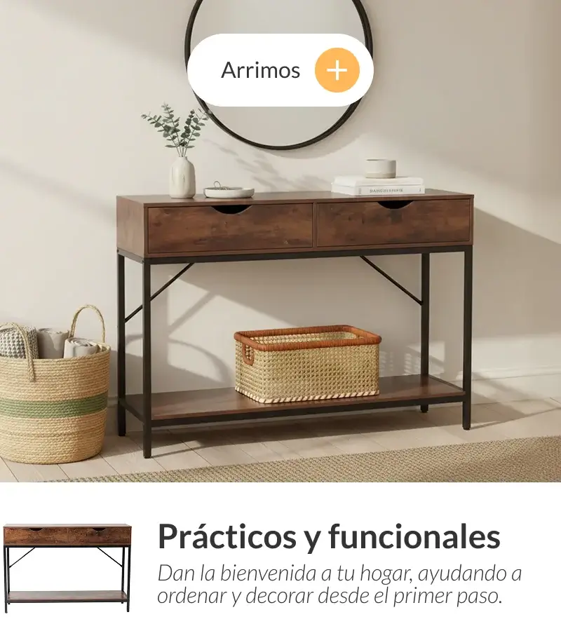 Mueble tipo arrimo decorativo ideal para organizar y ambientar espacios interiores
