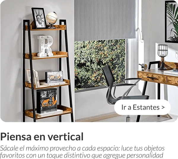 Estanteria con decoraciones junto a escritorio tipo industrial Decolovers
