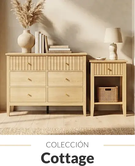 Colección de dormitorio estilo cottage con textiles suaves y estética acogedora