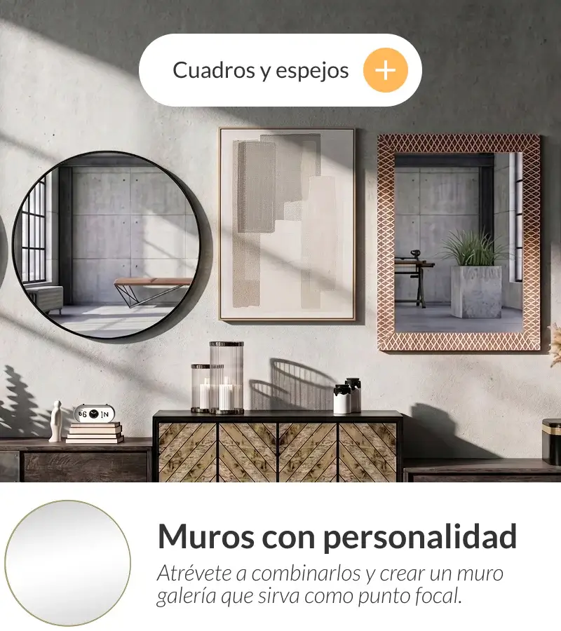 Cuadros y espejos decorativos para crear muros con personalidad