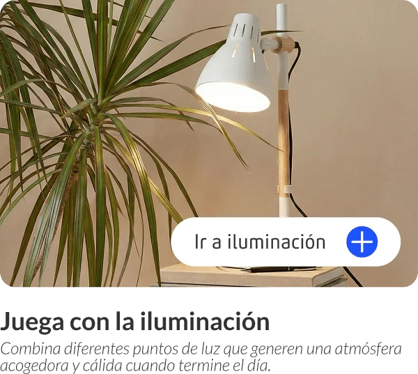 Lámpara de escritorio blanca estilo nórdico encendida junto a una planta