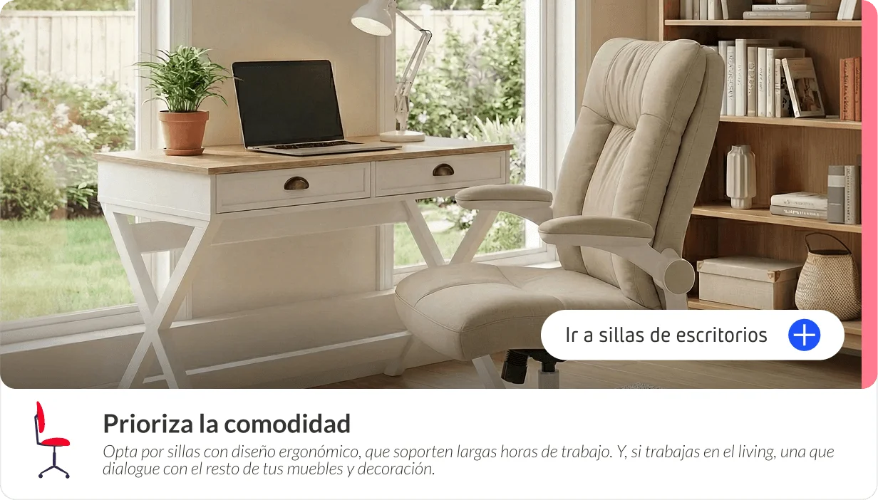 Silla de escritorio ejecutiva color beige acolchada frente a escritorio blanco