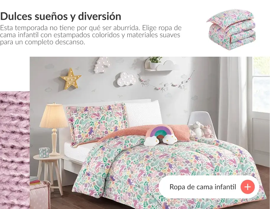 Ropa de cama infantil con diseños coloridos y materiales suaves para descanso