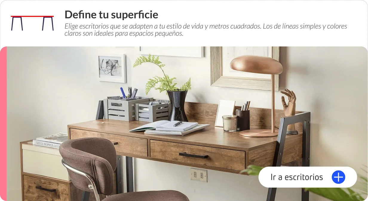 Escritorio de madera y metal estilo industrial con lámpara de cobre