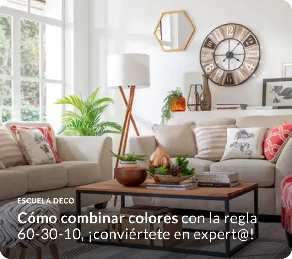 Guía para combinar colores en decoración con regla 60 30 10