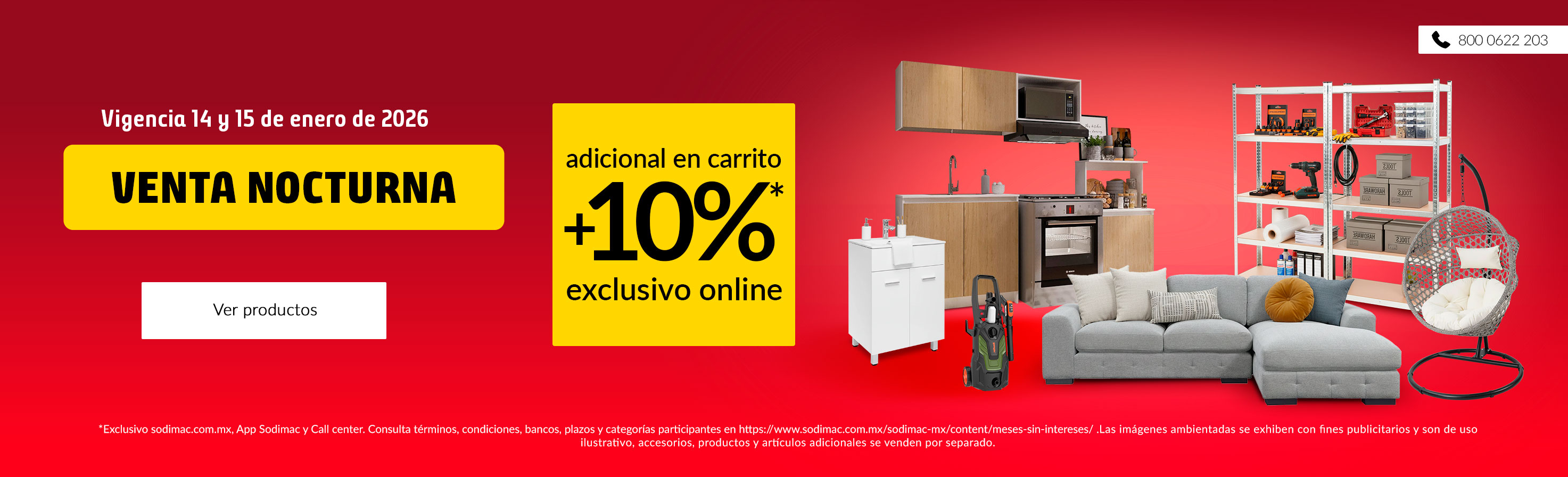 Venta Nocturna Sodimac 10% adicional+Hasta 12MSI Bancos+Hasta 18 MSI Falabella