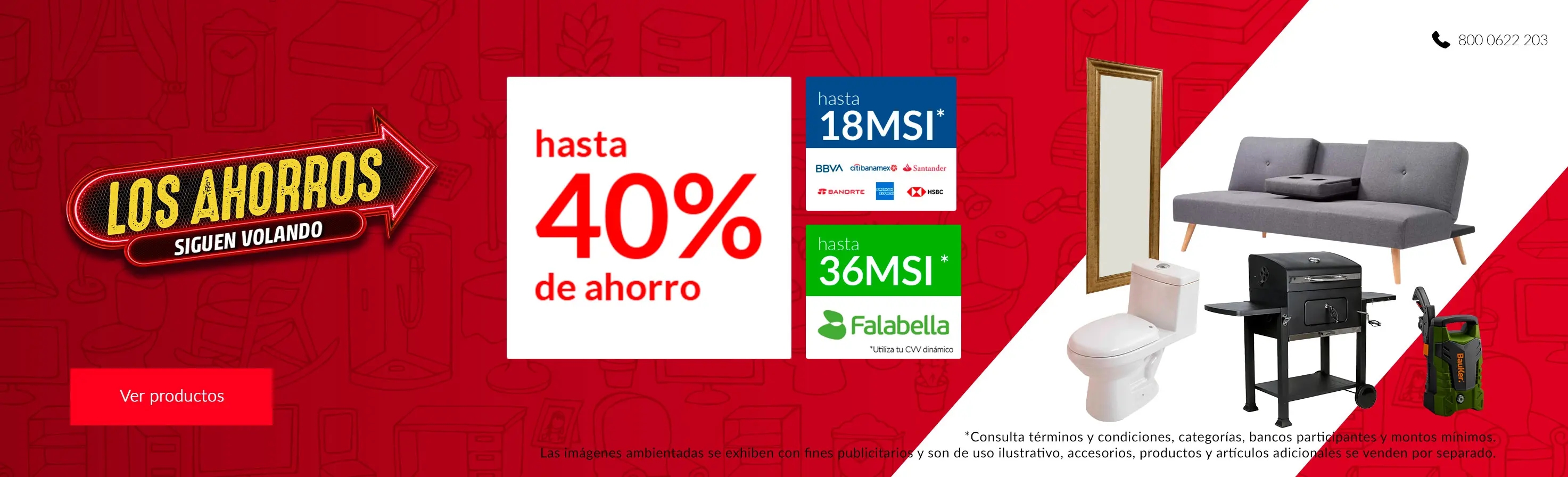 Hasta 40% de descuento + Hasta 36 MSI + Envío gratis desde $1,000