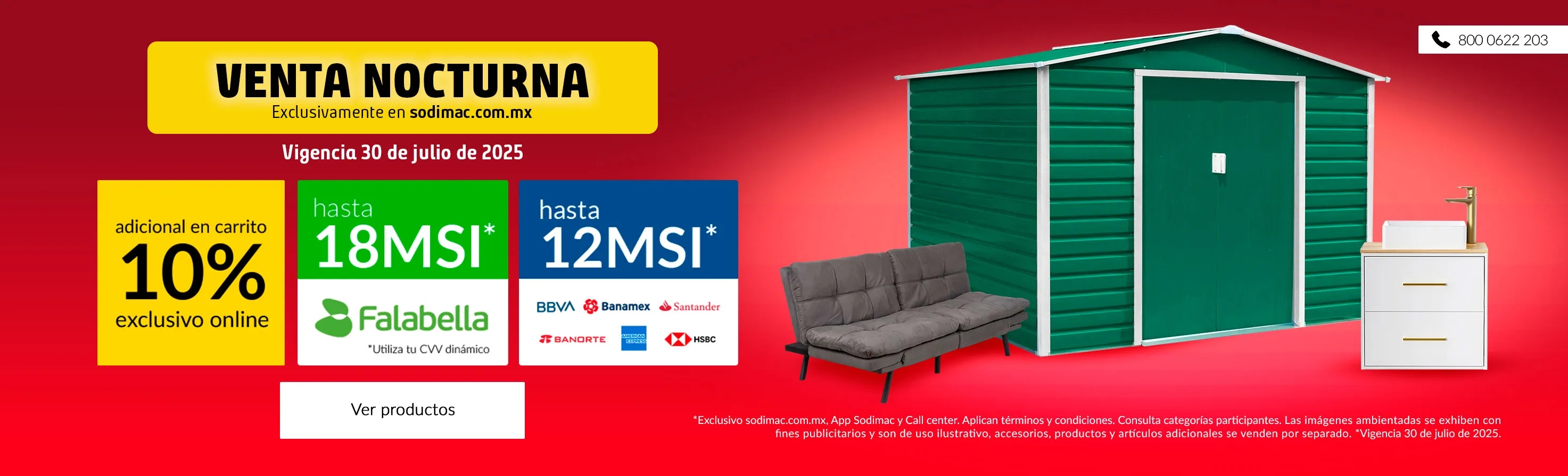 Venta Nocturna Sodimac 10% adicional+Hasta 12MSI Bancos+Hasta 18 MSI Falabella
