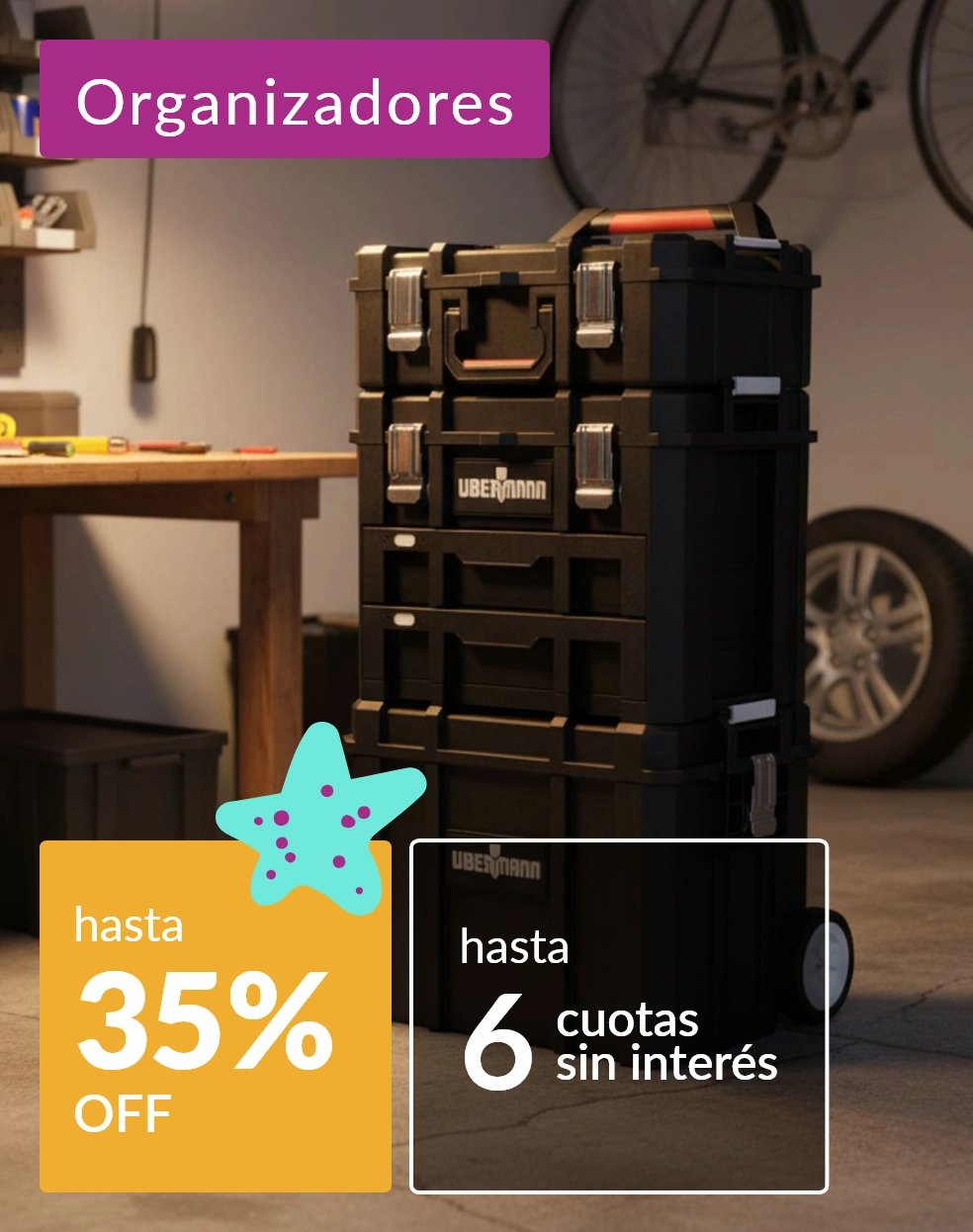 Organizadores de herramientas hasta 40% off