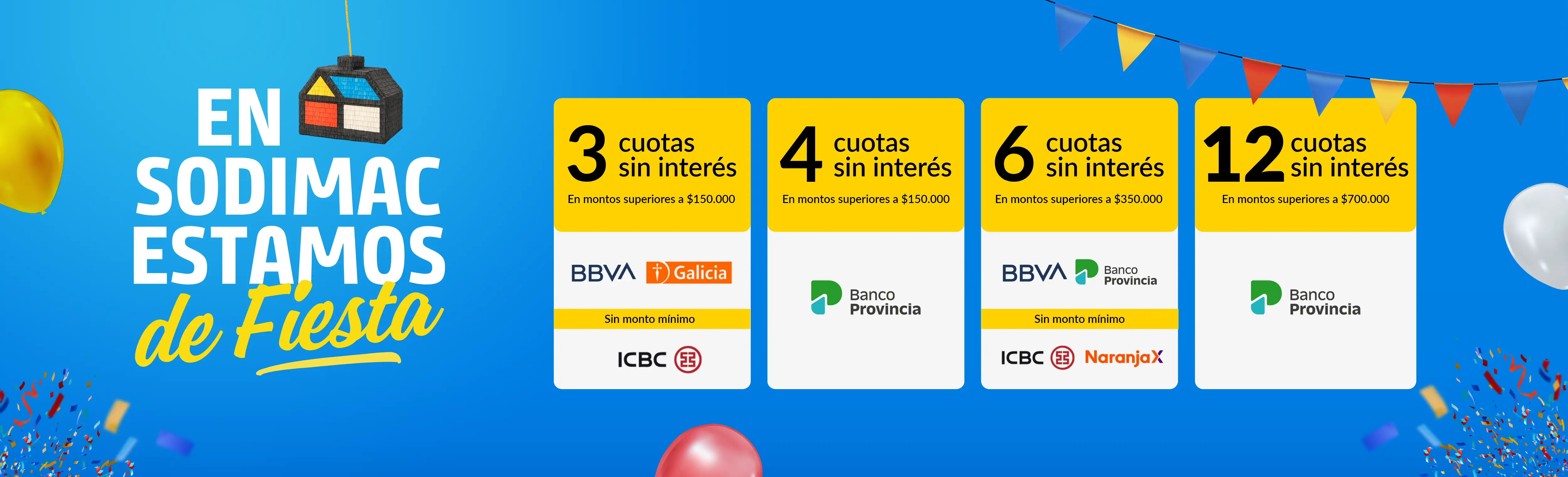 3, 4, 6 y 12 cuotas sin interés