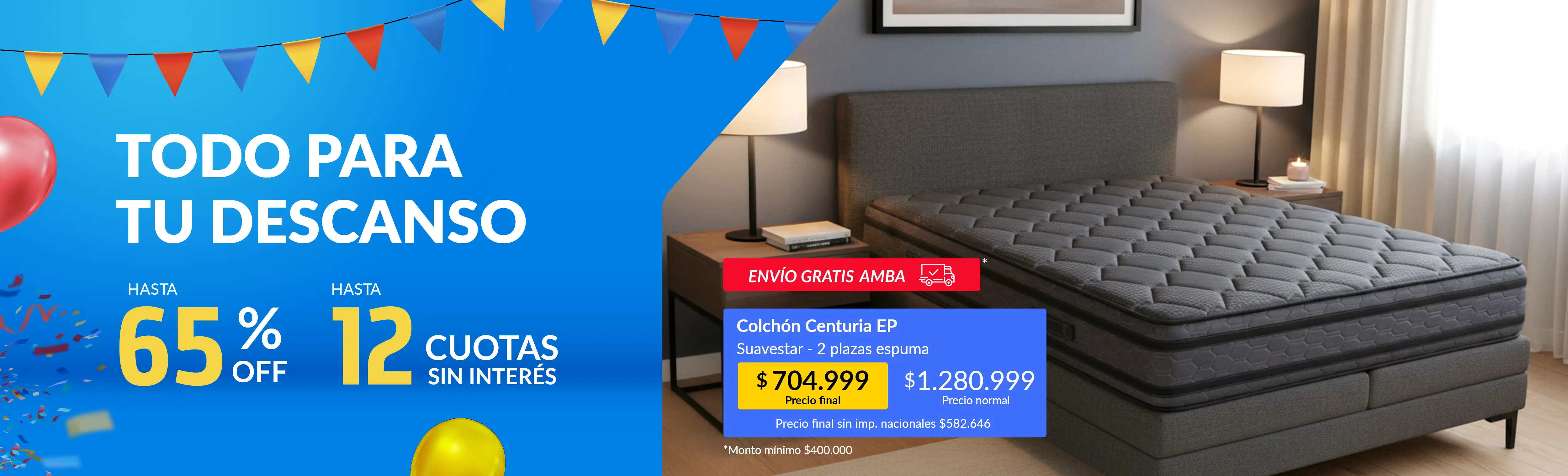 Colchones hasta 65% off