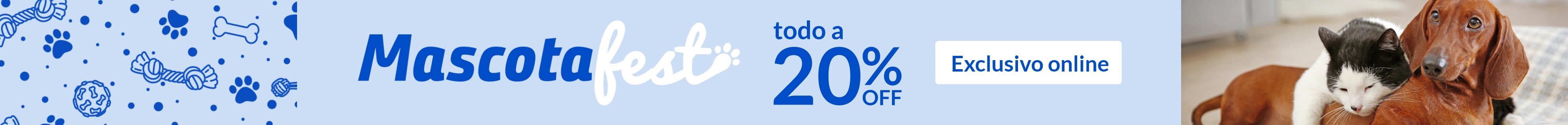 Especial mascotas todo a 20% off